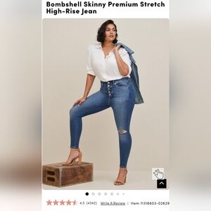 BombshellBombshell Skinny Premium Stretch High-Rise Jean Torrid Size 18